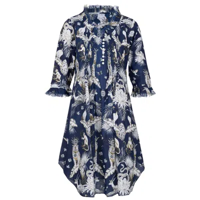 At Last... Women's Blue Annabel Cotton Tunic In Navy Tropical