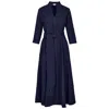 At Last... Women's Blue Chelsea Corduroy Midi Dress In Navy In Blue