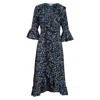 At Last... Women's Blue Felicity Midi Dress Navy Swirl In Blue