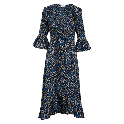 At Last... Women's Blue Felicity Midi Dress Navy Swirl