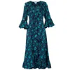 At Last... Women's Blue Felicity Midi Dress Teal & Purple Swirl In Blue