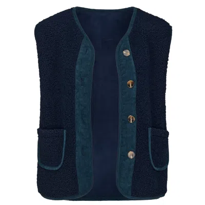 At Last... Women's Blue Fleece Gilet In Navy
