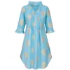 At Last... Women's Blue / Gold Annabel Cotton Tunic In Baby Blue & Gold