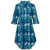 At Last... Women's Blue / Green Annabel Cotton Tunic In Lily Pad In Blue/green