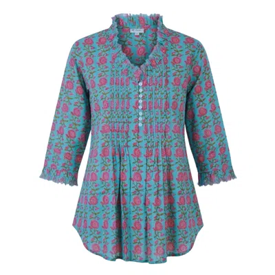 At Last... Women's Blue / Pink Sophie Cotton Shirt In Summertime In Multi