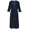 At Last... Women's Blue Silk Velvet Karen Dress In Navy In Blue