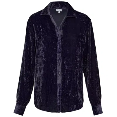 At Last... Women's Blue Silk Velvet  Karen Shirt In Navy