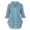 At Last... Women's Blue Sophie Cotton Shirt In Fresh Navy & White In Blue