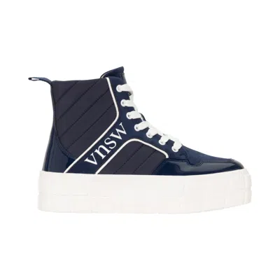 At Last... Women's Blue Vanessa Wu Navy Madeline Platform High Top Trainer