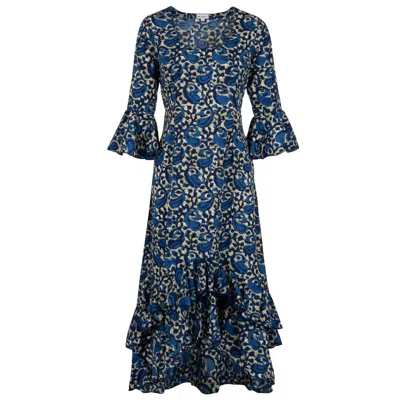 At Last... Women's Blue Victoria Midi Dress Navy Swirl