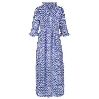 At Last... Women's Blue / White Annabel Cotton Maxi Dress In Fresh In Multi
