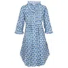 At Last... Women's Blue / White Annabel Cotton Tunic In Blue Thistle In Blue/white