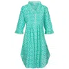 At Last... Women's Blue / White Annabel Cotton Tunic In Turquoise & White Flower In Blue/white
