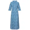 At Last... Women's Blue / White Cotton Annabel Maxi Dress In Sea Fern In Blue/white