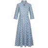 At Last... Women's Blue / White Cotton Chelsea Midi Dress In Blue Thistle In Blue/white