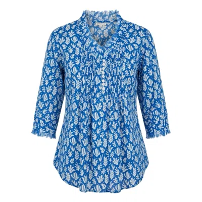 At Last... Women's Blue / White Sophie Cotton Shirt In Blue Sea Fern In Multi