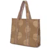 At Last... Women's Brown / Gold Large Cotton Tote Bag In Coffee & Gold