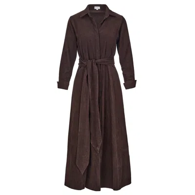At Last... Women's Brown Mia Corduroy Midi Dress In Chocolate In Multi