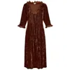 At Last... Women's Brown Silk Velvet Karen Dress In Chocolate In Brown