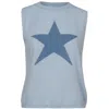 At Last... Women's Cashmere Mix Sleeveless Jumper In Baby Blue With Blue Star In Blue
