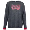 At Last... Women's Cashmere Mix Sweater In Charcoal Grey With Hearts In Grey