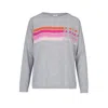 At Last... Women's Cashmere Mix Sweater In Grey Stripe & Star In Grey