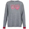 At Last... Women's Cashmere Mix Sweater In Light Grey With Hearts In Grey