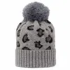 At Last... Women's Chunky Six Ply Cashmere Hat In Grey Leopard In Grey
