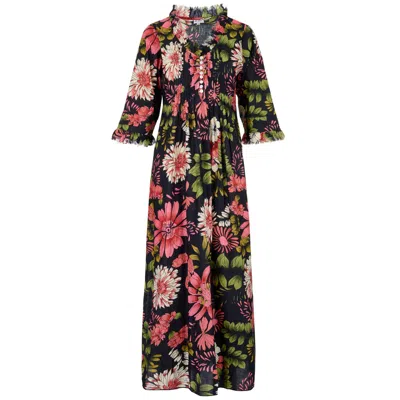 At Last... Women's Cotton Annabel Maxi Dress In Black Floral