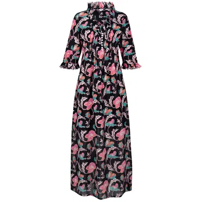 At Last... Women's Cotton Annabel Maxi Dress In Black Magic