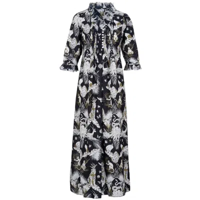 At Last... Women's Cotton Annabel Maxi Dress In Black Tropical