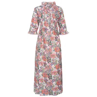 At Last... Women's Cotton Annabel Maxi Dress In Botanical Flower In Multi