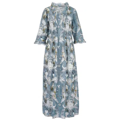 At Last... Women's Cotton Annabel Maxi Dress In Grey Tropical