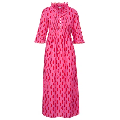 At Last... Women's Cotton Annabel Maxi Dress In Pink  Chilli