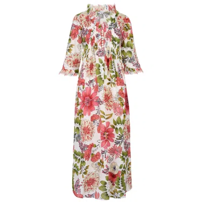 At Last... Women's Cotton Annabel Maxi Dress In White Floral
