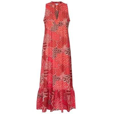 At Last... Women's Cotton Lombock Midi Dress In Orange