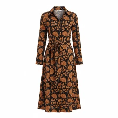 At Last... Women's Cotton Marigold Dress In Black Vine In Brown