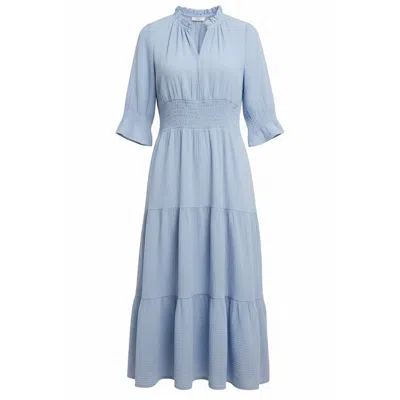 At Last... Women's Cotton Salcombe Midi Dress In Baby Blue