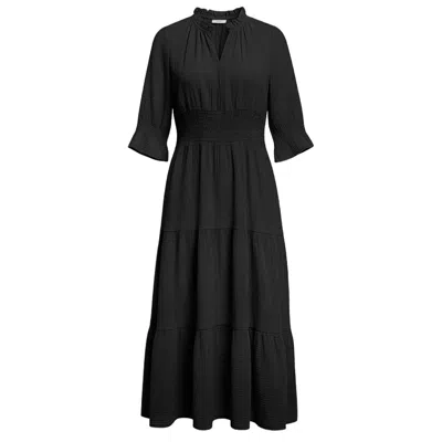 At Last... Women's Cotton Salcombe Midi Dress In Black