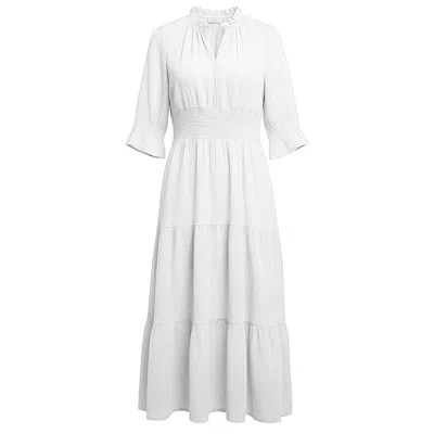 At Last... Women's Cotton Salcombe Midi Dress In White
