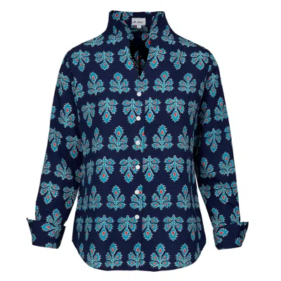At Last... Women's Ella Shirt In Navy & Blue Thistle