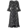 At Last... Women's Felicity Midi Dress Black & White Floral In Black