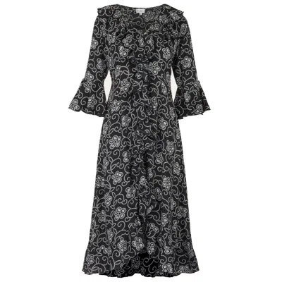 At Last... Women's Felicity Midi Dress Black & White Floral