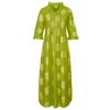 At Last... Women's Gold / Green Cotton Annabel Maxi Dress In Lime & Gold In Gold/green