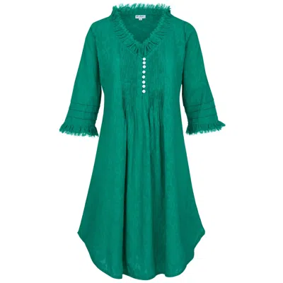 At Last... Women's Green Annabel Cotton Tunic In Hand Woven Teal
