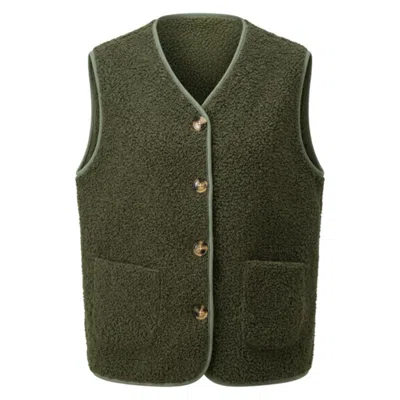 At Last... Women's Green Boucle Gilet In Olive In Multi