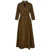 At Last... Women's Green Chelsea Corduroy Midi Dress In Olive In Brown