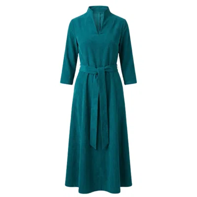 At Last... Women's Green Chelsea Corduroy Midi Dress In Teal
