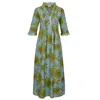 At Last... Women's Green / Grey Cotton Annabel Maxi Dress In Lime & Grey In Green/grey