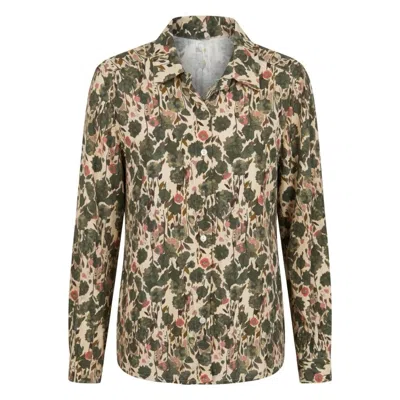 At Last... Women's Green / Neutrals Willow Shirt In Fern Green Floral In Multi